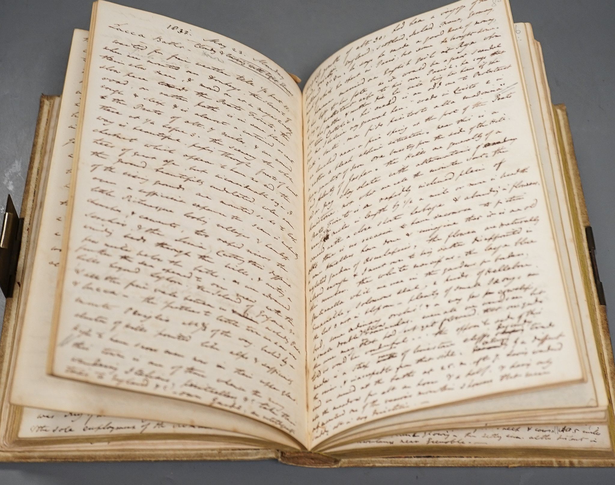 An early 19th century vellum bound hand-written account of a Grand Tour c.1830